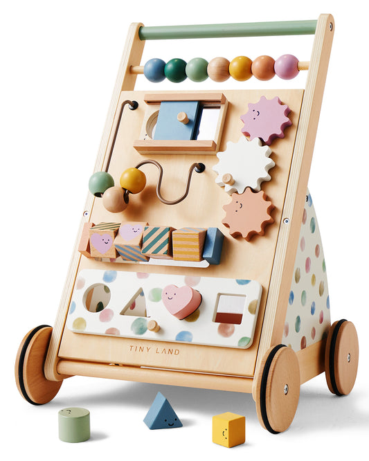 Tiny Land® Versatile Natural Wooden Baby Walker