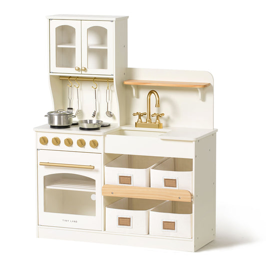 Tiny Land® Wooden Play Kitchen with Storage for Creative Toddlers