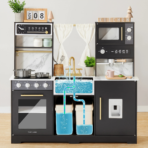 Black Trendy Play Kitchen with Real-Flow Water System Accessories (SKU: TLTGPK005)