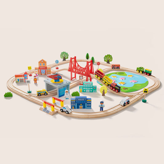 Wooden Train Set 110 Pcs Accessories(SKU:WT0007)